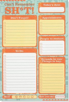 Can't Remember Sh*t Note Pad (to Do List)