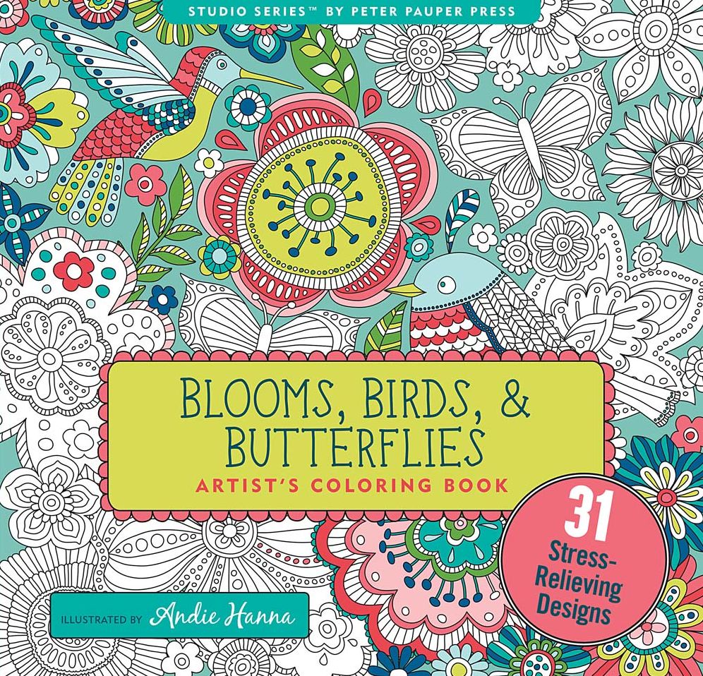 Blooms, Birds and Butterflies Artists' Coloring Book