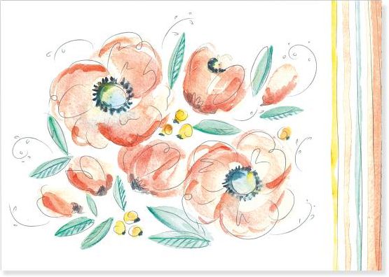 Peach and Mint Boxed Note Card Set of 14