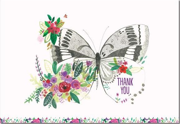 Butterfly Meadow Thank You Boxed Note Card Set of 14