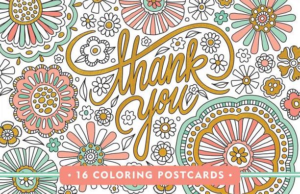 Thank You Coloring Postcards