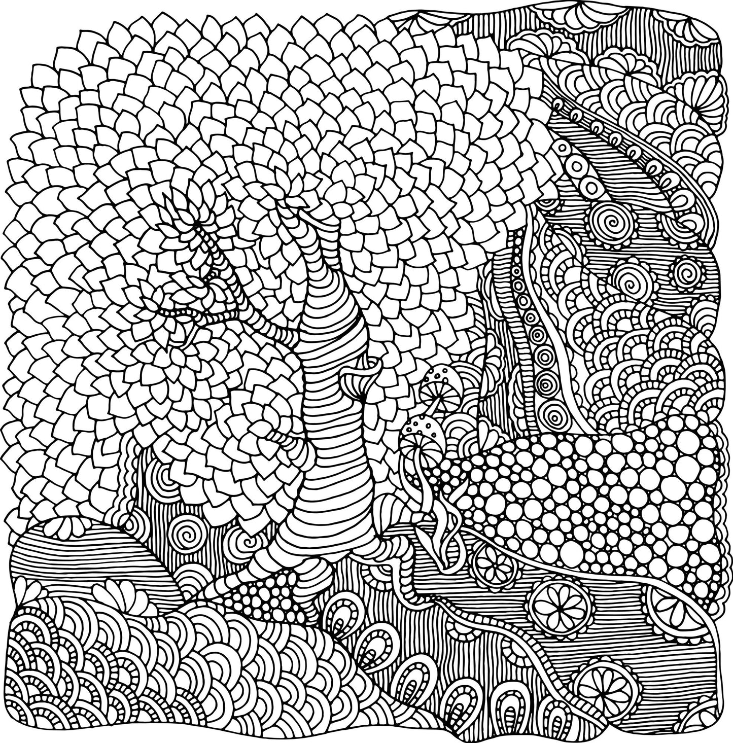 Tranquil Trees Adult Coloring Book (31 stress-relieving designs)