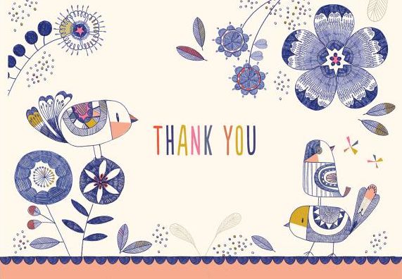 Indigo Birds Thank You Notes