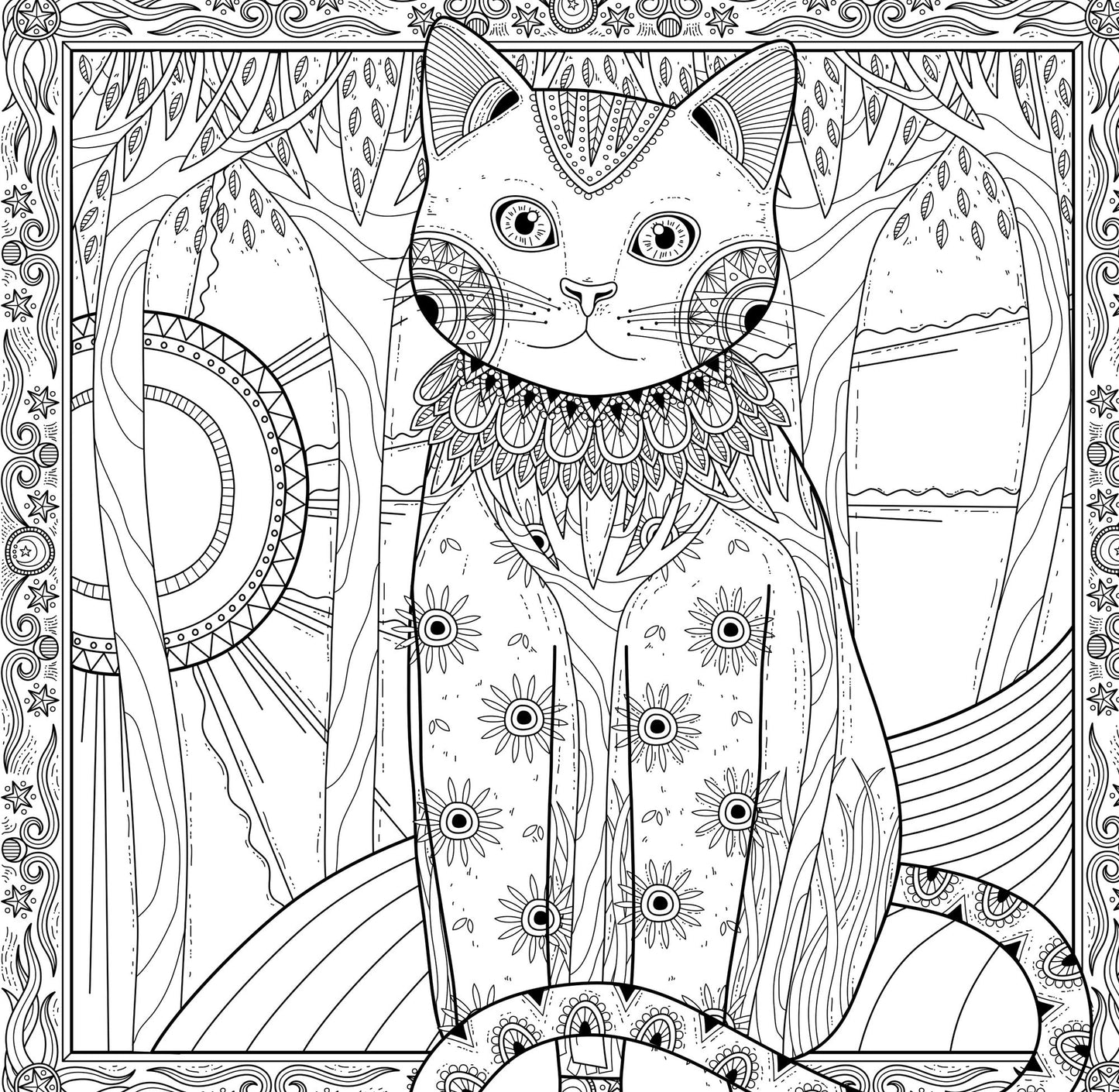 Cool Cats Adult Coloring Book (31 Stress-Relieving Designs)