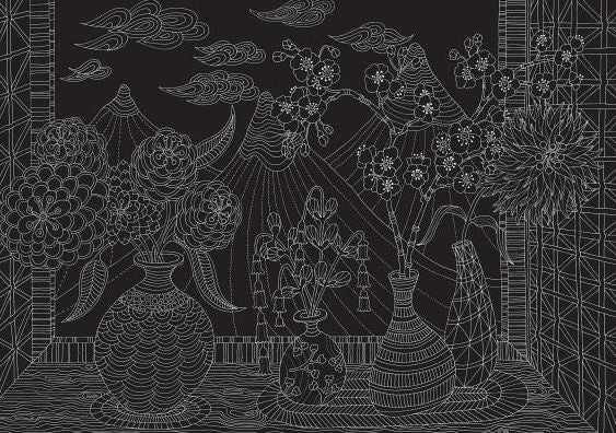 Cherry Blossoms Scratch & Sketch Art Print