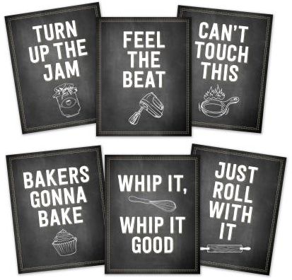 Kitchen Art Prints (Ready to Frame. Set of 6 Prints.)