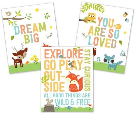 Woodland Friends Art Prints (Ready to Frame. Set of 3 Prints.)