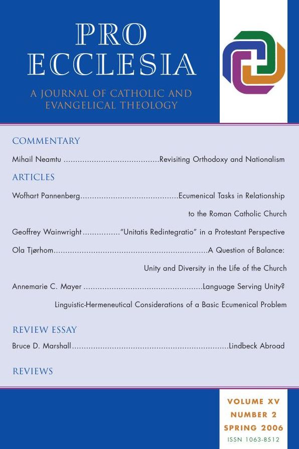 Pro Ecclesia Vol 15-N2: Journal of Catholic and Evangelical Theology