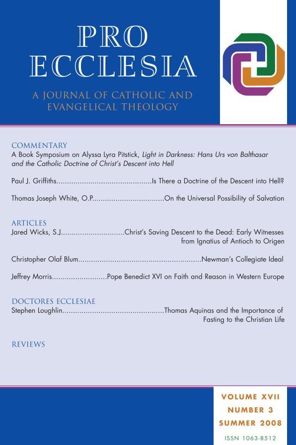 Pro Ecclesia Vol 17-N3: A Journal of Catholic and Evangelical Theology
