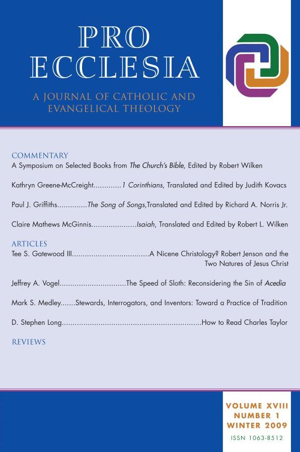 Pro Ecclesia Vol 18-N1: A Journal of Catholic and Evangelical Theology
