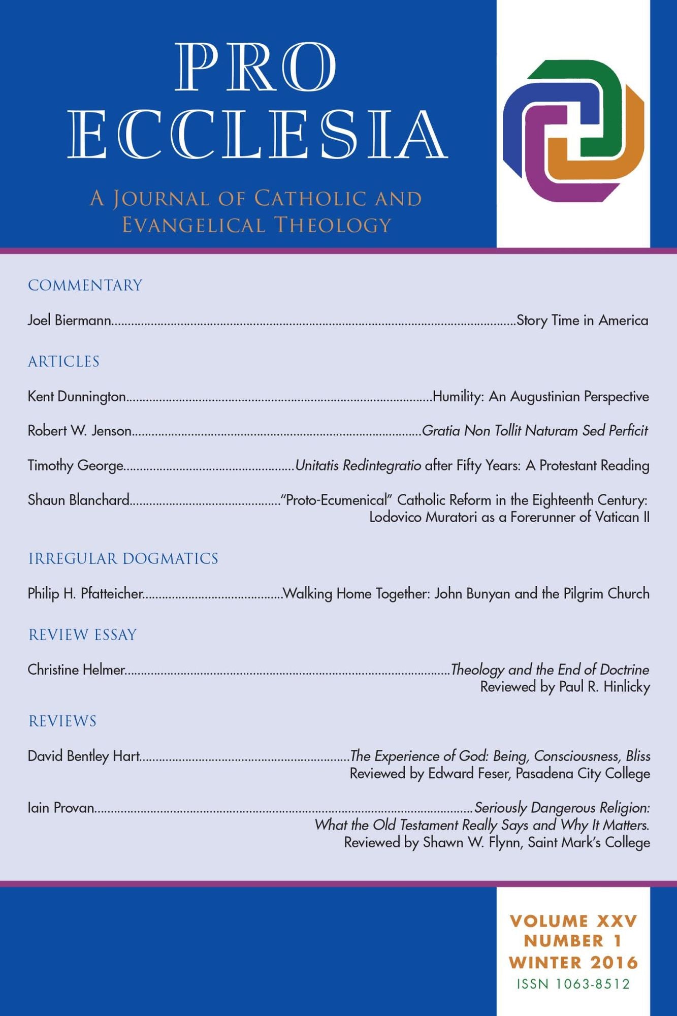 Pro Ecclesia Vol 25-N1: A Journal of Catholic and Evangelical Theology