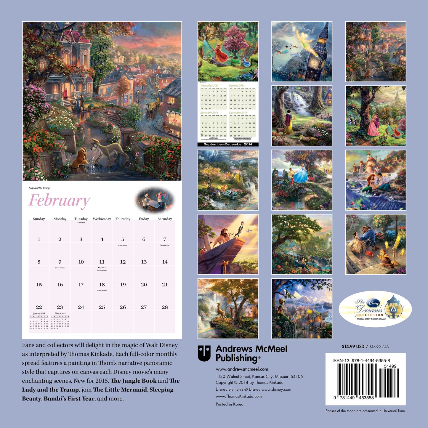 2015 Thomas Kinkade: The Disney Dreams Collection Wall Calendar