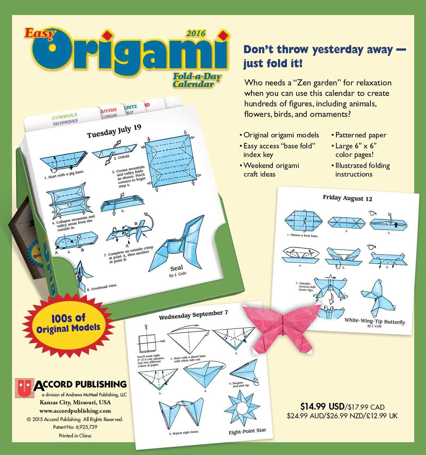 2016 Easy Origami Fold-a-Day Calendar