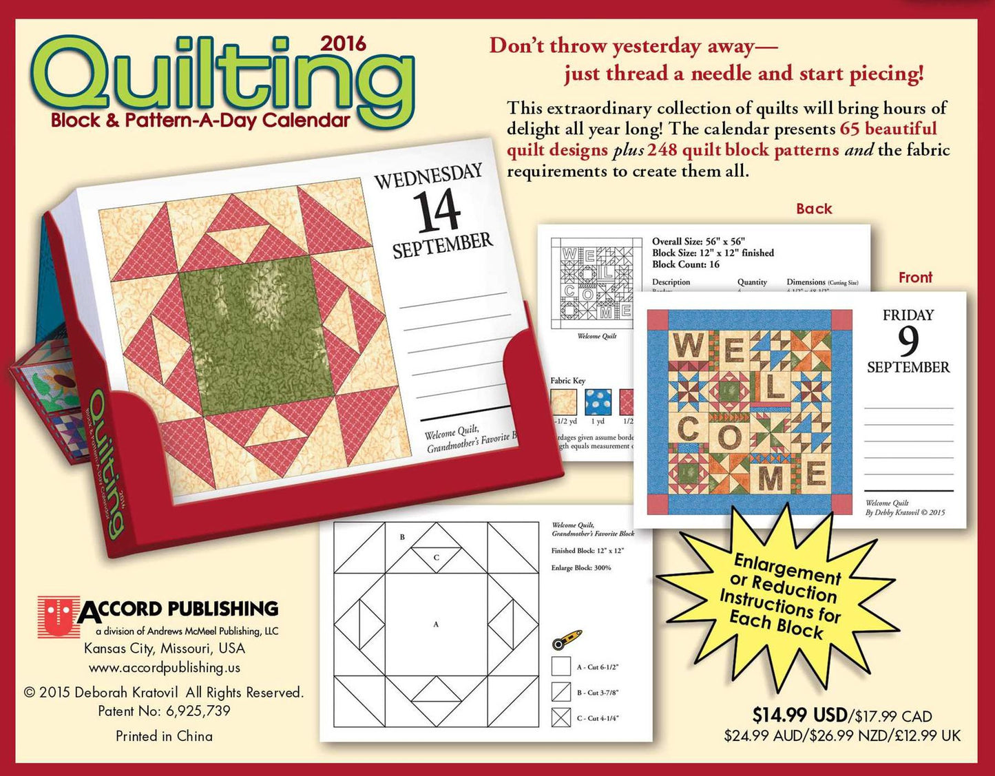 2016 Quilting Block & Pattern-a-Day Calendar