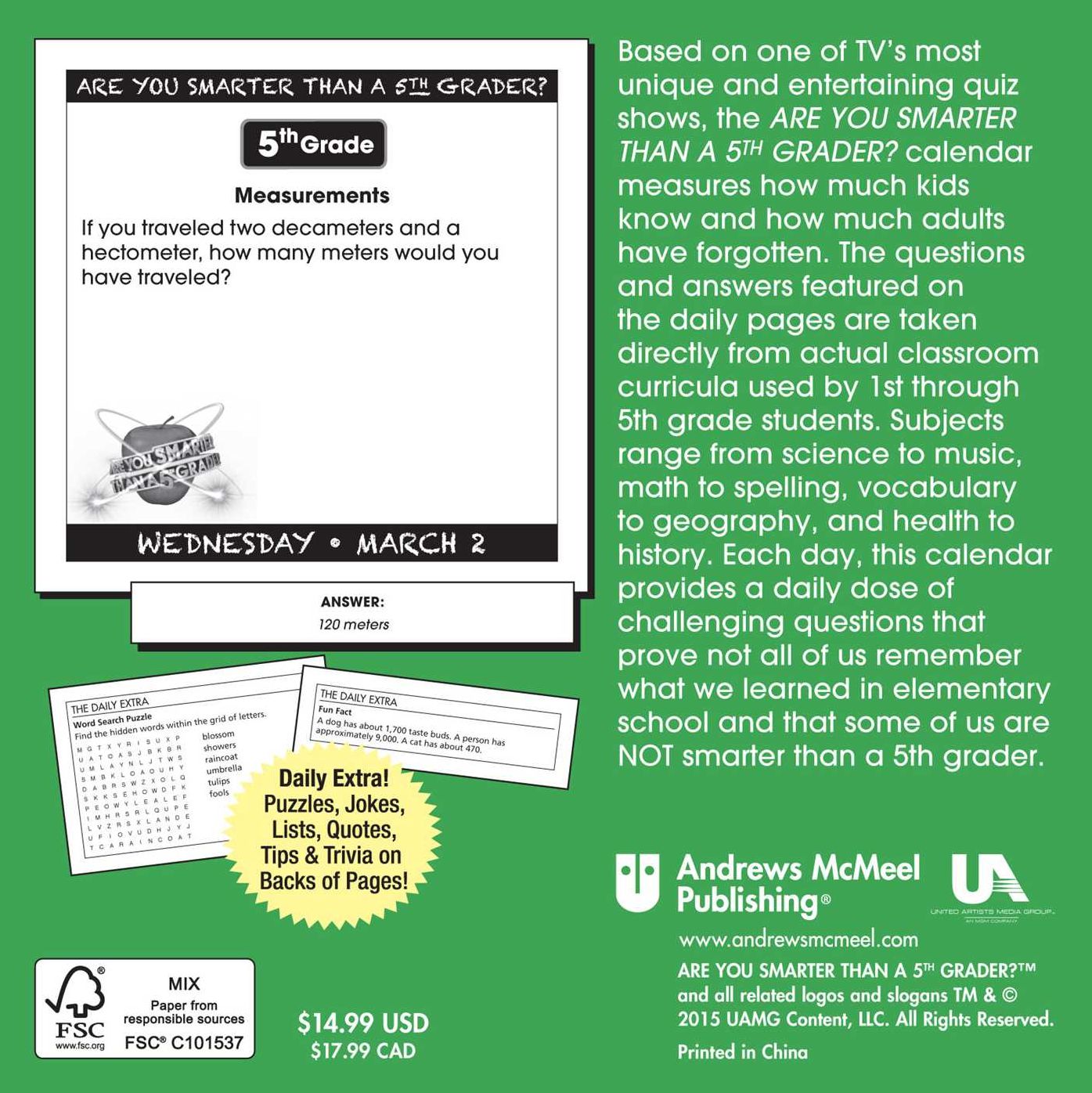2016 Are You Smarter Than a Fifth Grader Day-to-Day Box Calendar