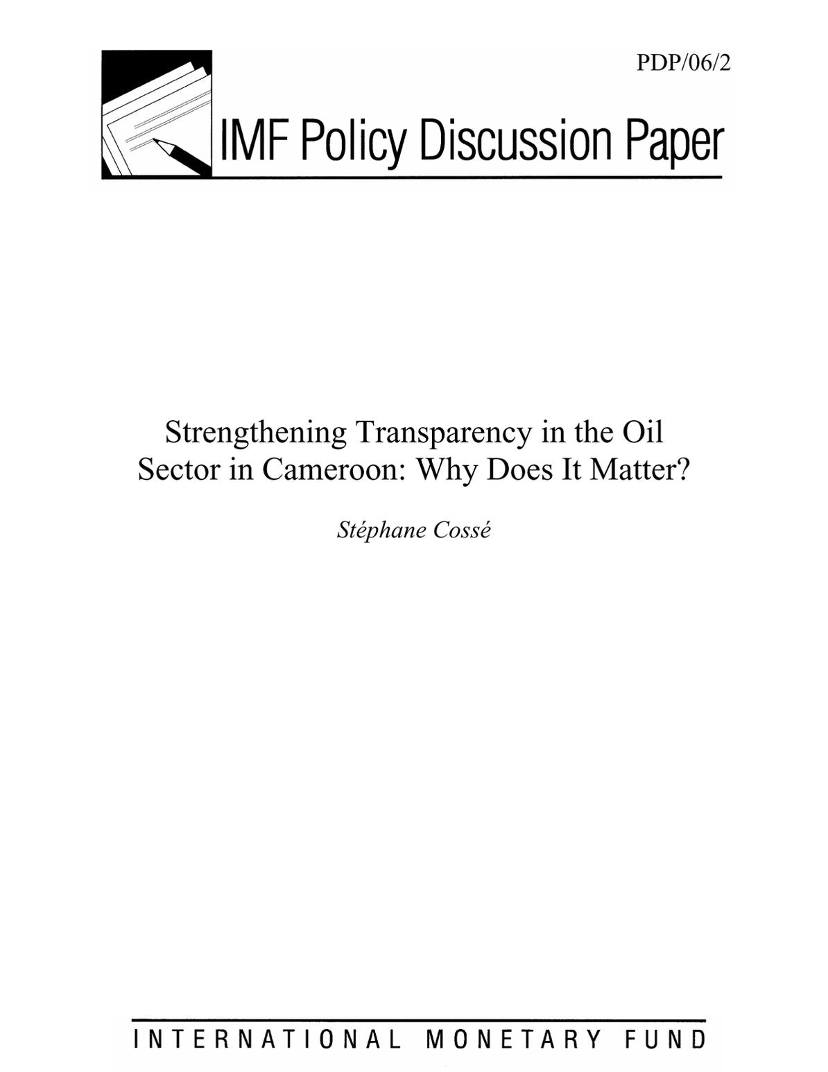 Strengthening Transparency in the Oil Sector in Cameroon: Why Does it Matter?
