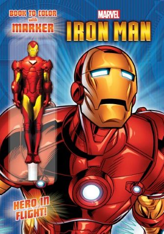 Marvel Iron Man Book to Color with Collectible Character Shaped Marker - Hero In Flight!