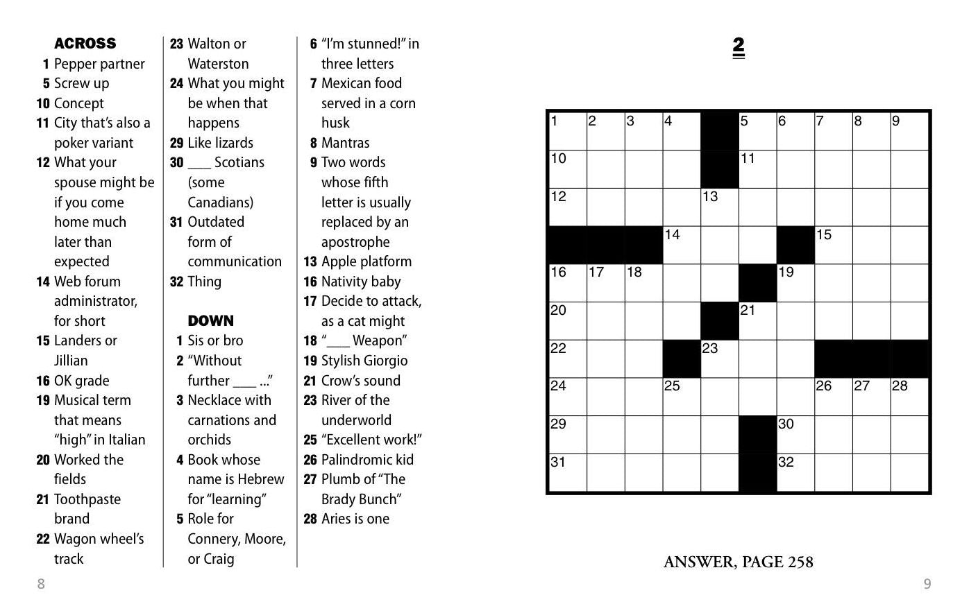 Jumbo Print Easy Crosswords #8