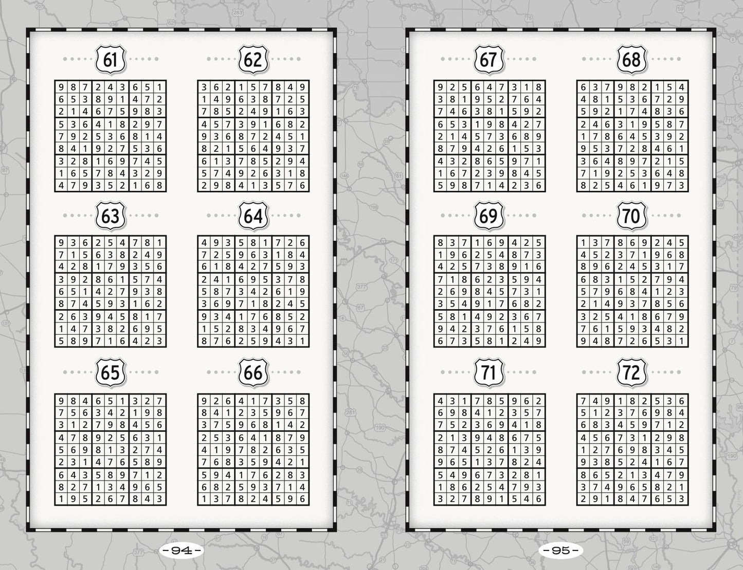 Sudoku Puzzles for a Road Trip