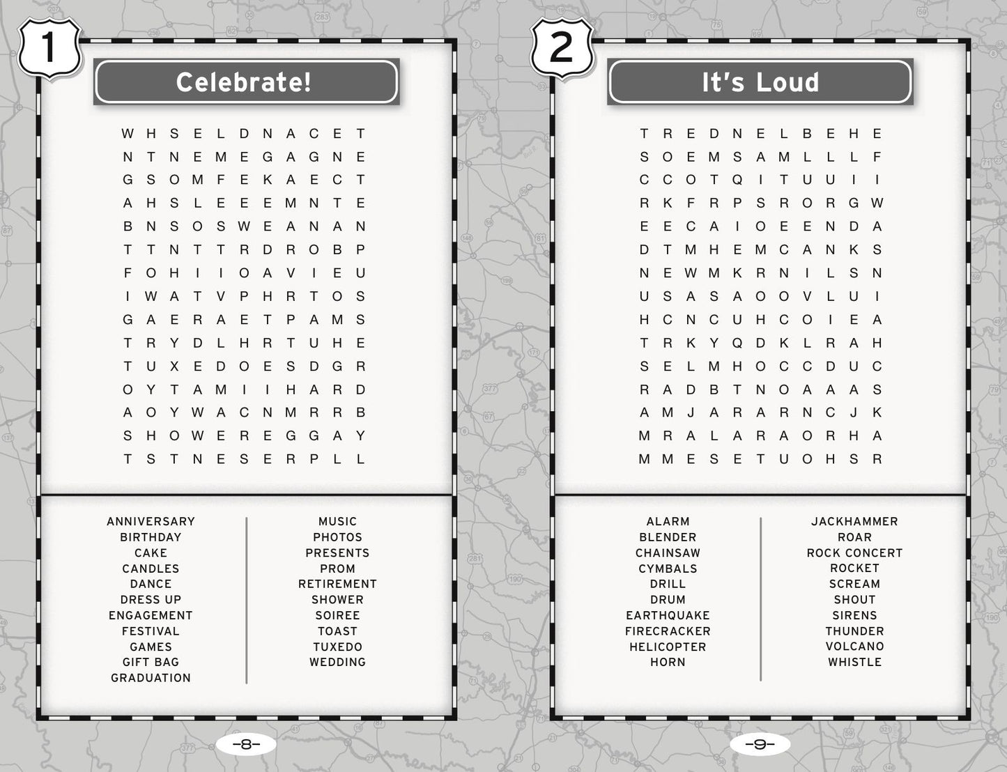 Word Search Puzzles for a Road Trip