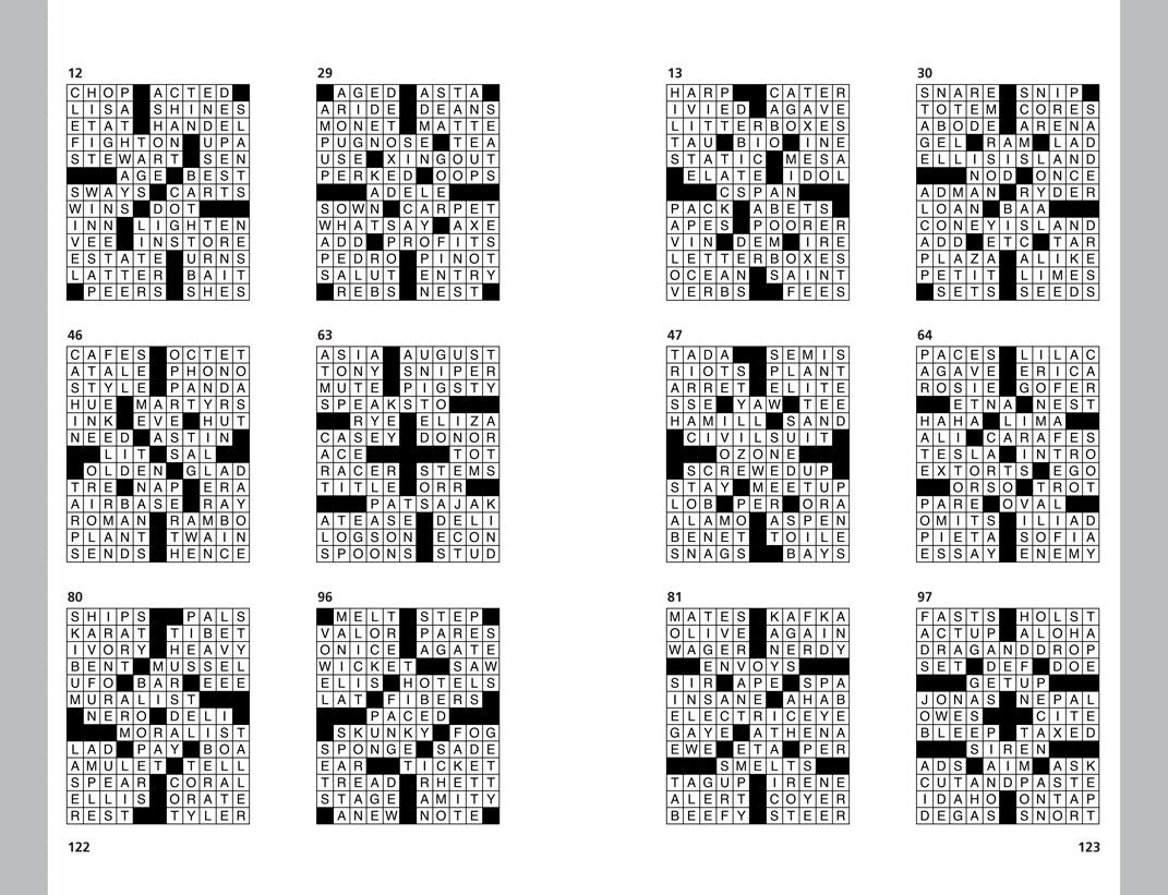 100 Park Bench Crosswords