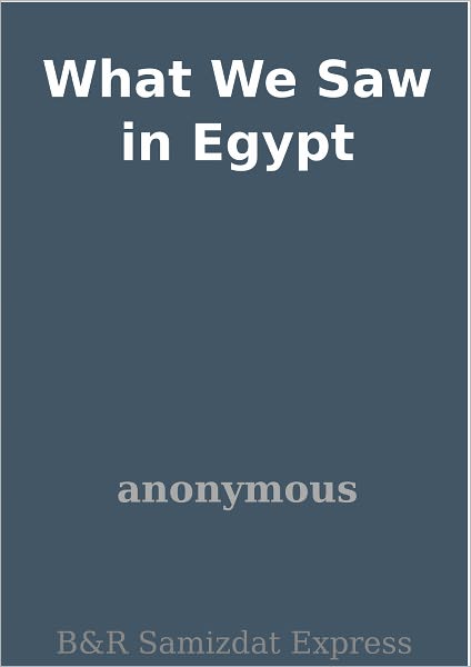 What We Saw in Egypt