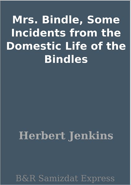 Mrs. Bindle, Some Incidents from the Domestic Life of the Bindles