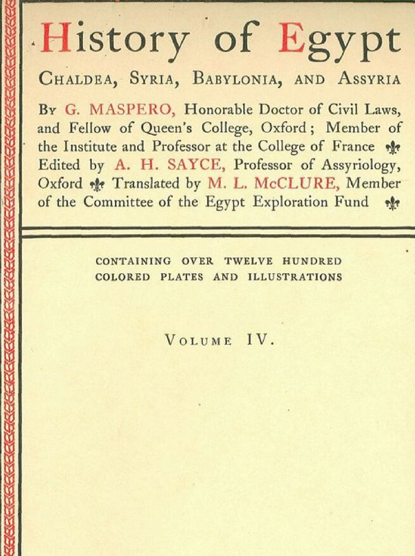 History of Egypt, Chaldea, Syria, Babylonia, and Assyria, Volume 4, Illustrated