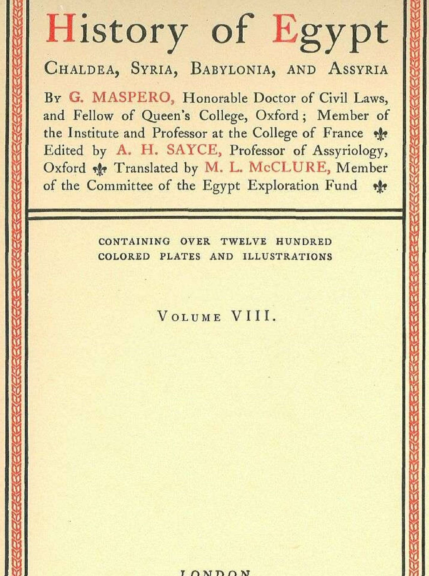 History of Egypt, Chaldea, Syria, Babylonia, and Assyria, Volume 8, Illustrated