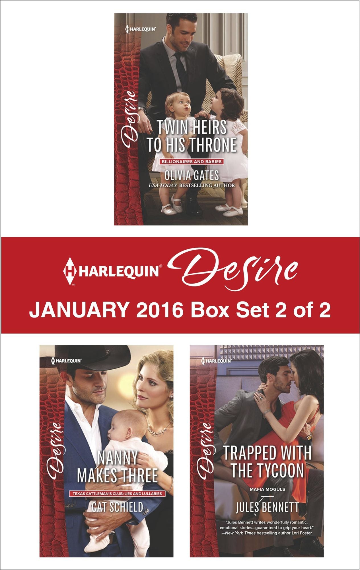 Harlequin Desire January 2016 - Box Set 2 of 2: Twin Heirs to His ThroneNanny Makes ThreeTrapped with the Tycoon
