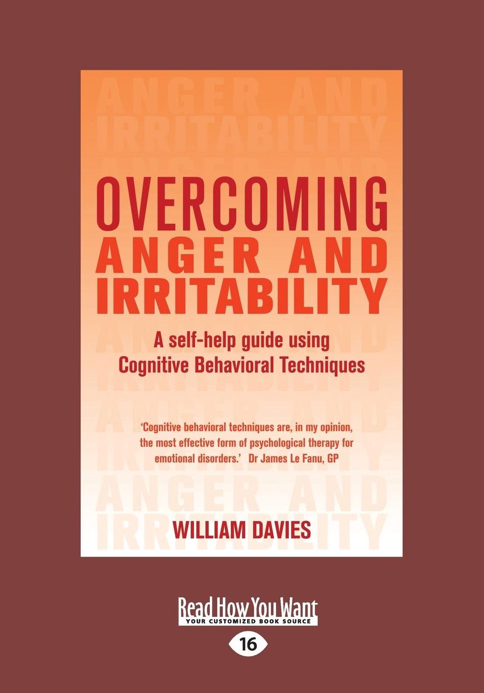 Overcoming Anger and Irritability: A Self-Help Guide Using Cognitive Behavioral Techniques (Large Print 16pt)