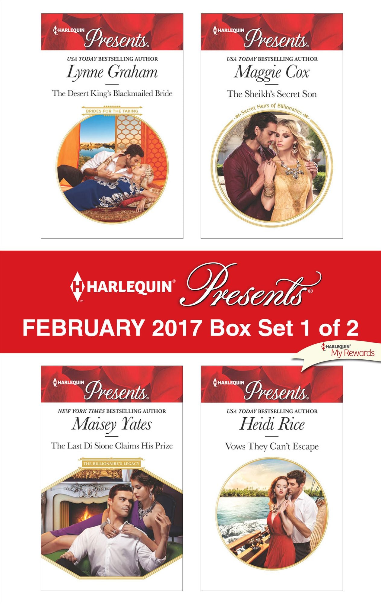 Harlequin Presents February 2017 - Box Set 1 of 2: The Desert King's Blackmailed BrideThe Last Di Sione Claims His PrizeThe Sheikh's Secret SonVows They Can't Escape