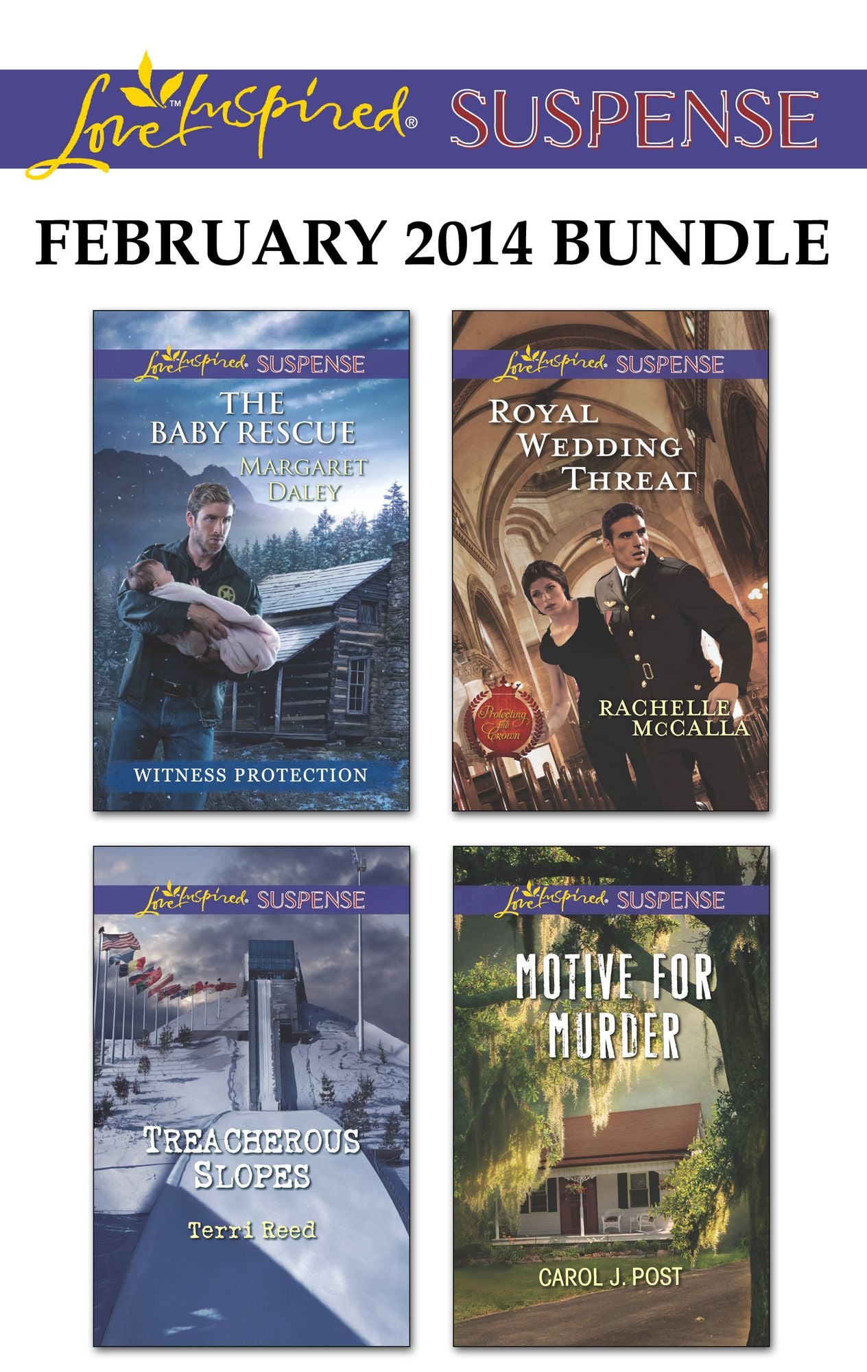 Love Inspired Suspense February 2014 Bundle: The Baby RescueTreacherous SlopesRoyal Wedding ThreatMotive for Murder