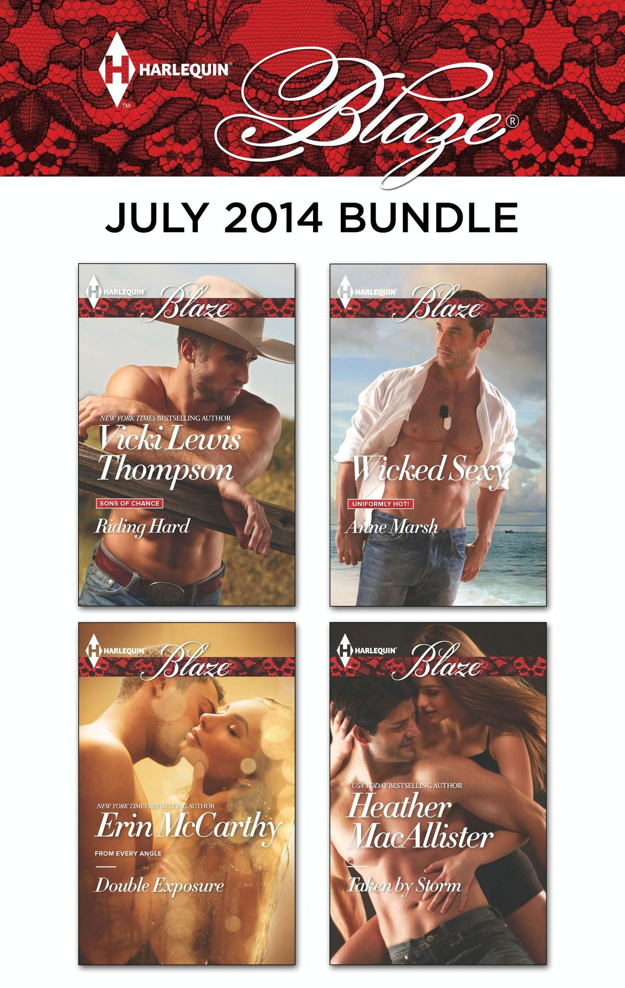 Harlequin Blaze July 2014 Bundle: Riding HardDouble ExposureWicked SexyTaken by Storm