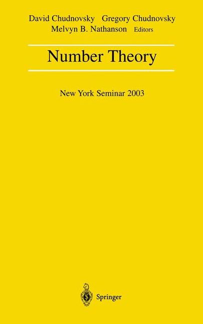 Number Theory: New York Seminar 2003