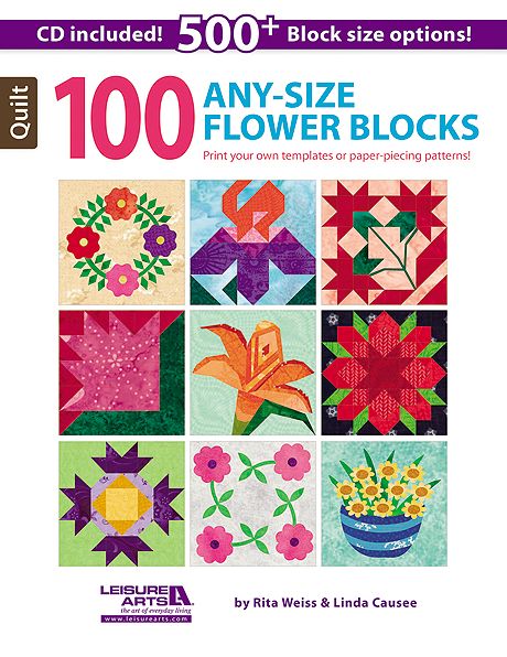 100 Any Size Flower Quilt Blocks + CD