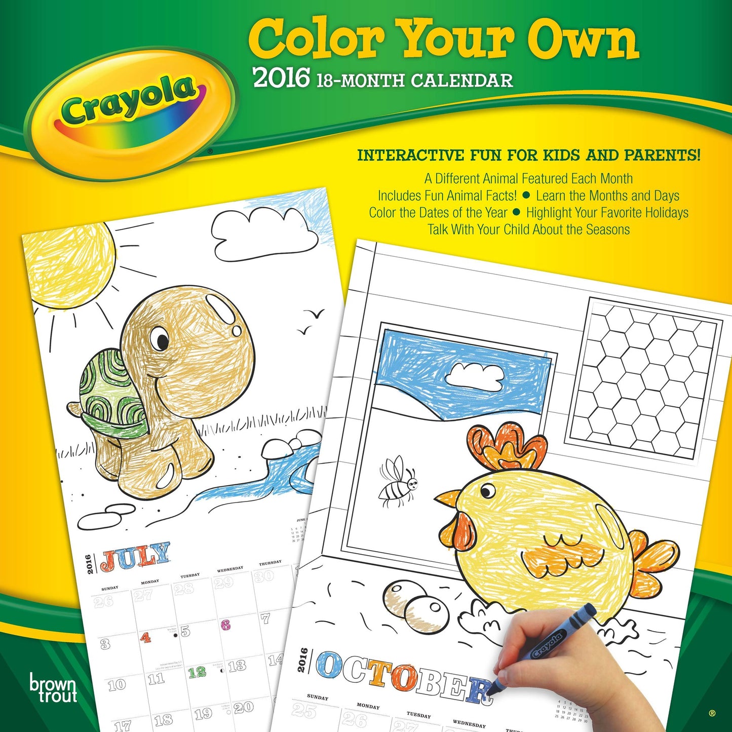 2016 Crayola Color Your Own Square 12x12 Wall Calendar