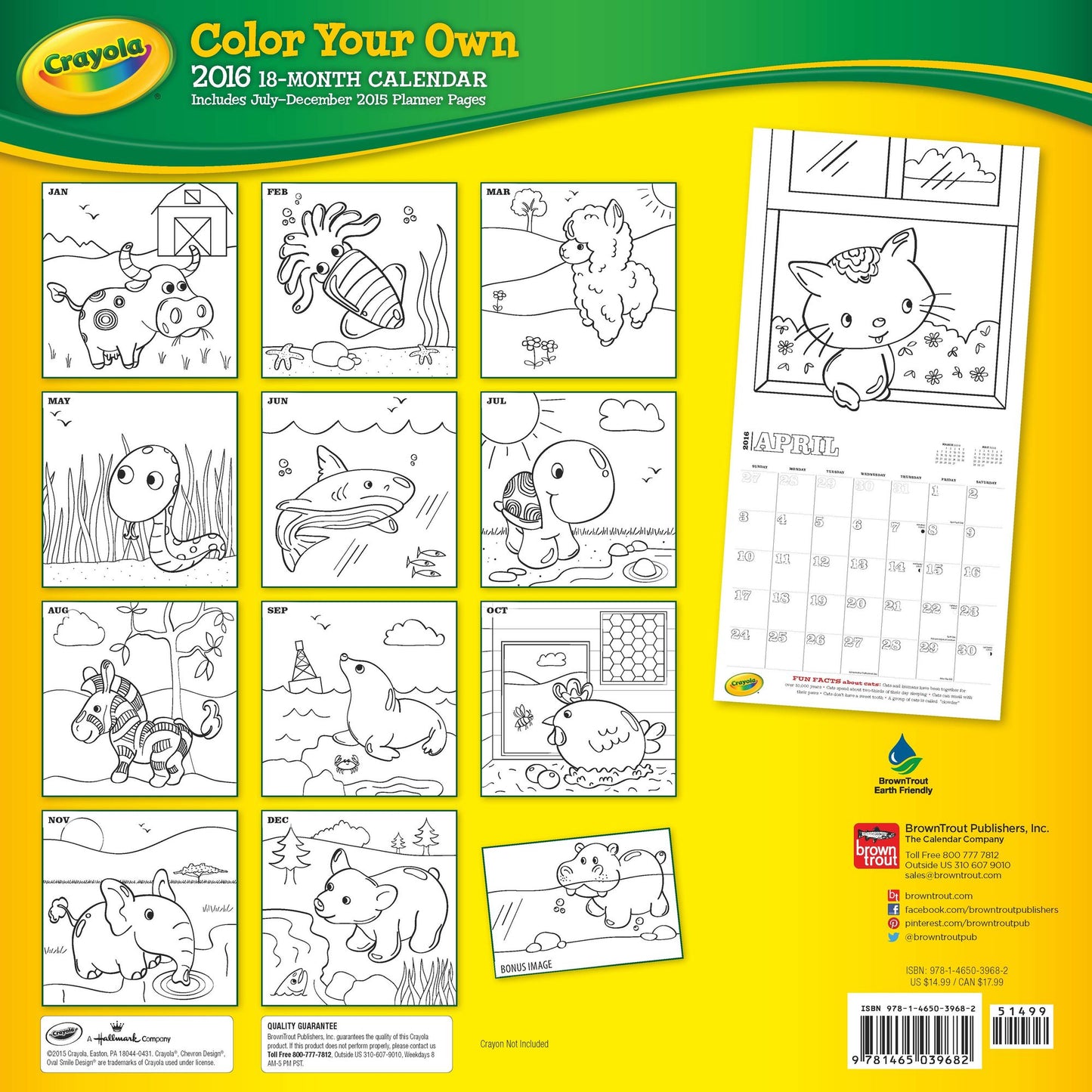 2016 Crayola Color Your Own Square 12x12 Wall Calendar