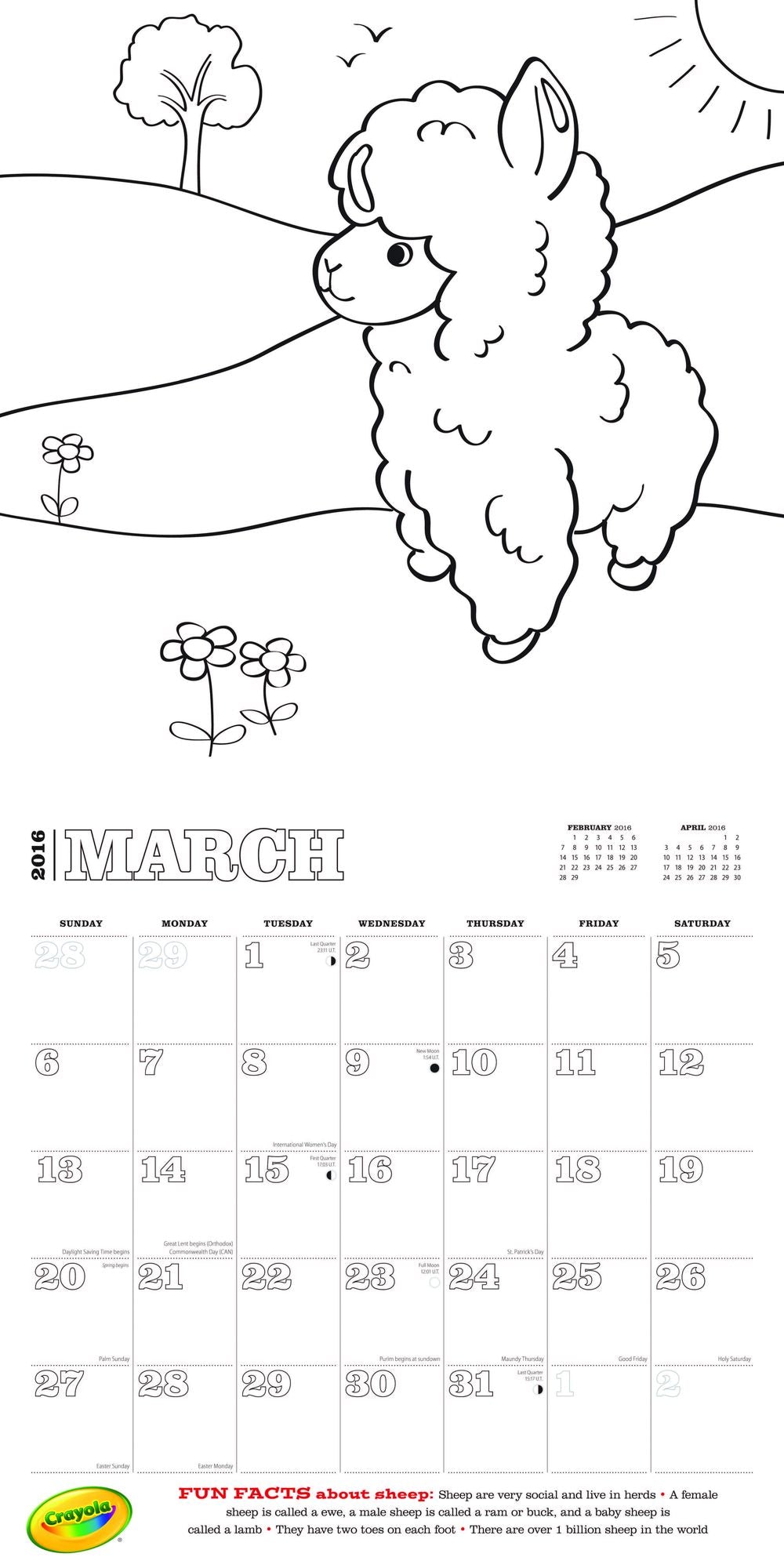 2016 Crayola Color Your Own Square 12x12 Wall Calendar