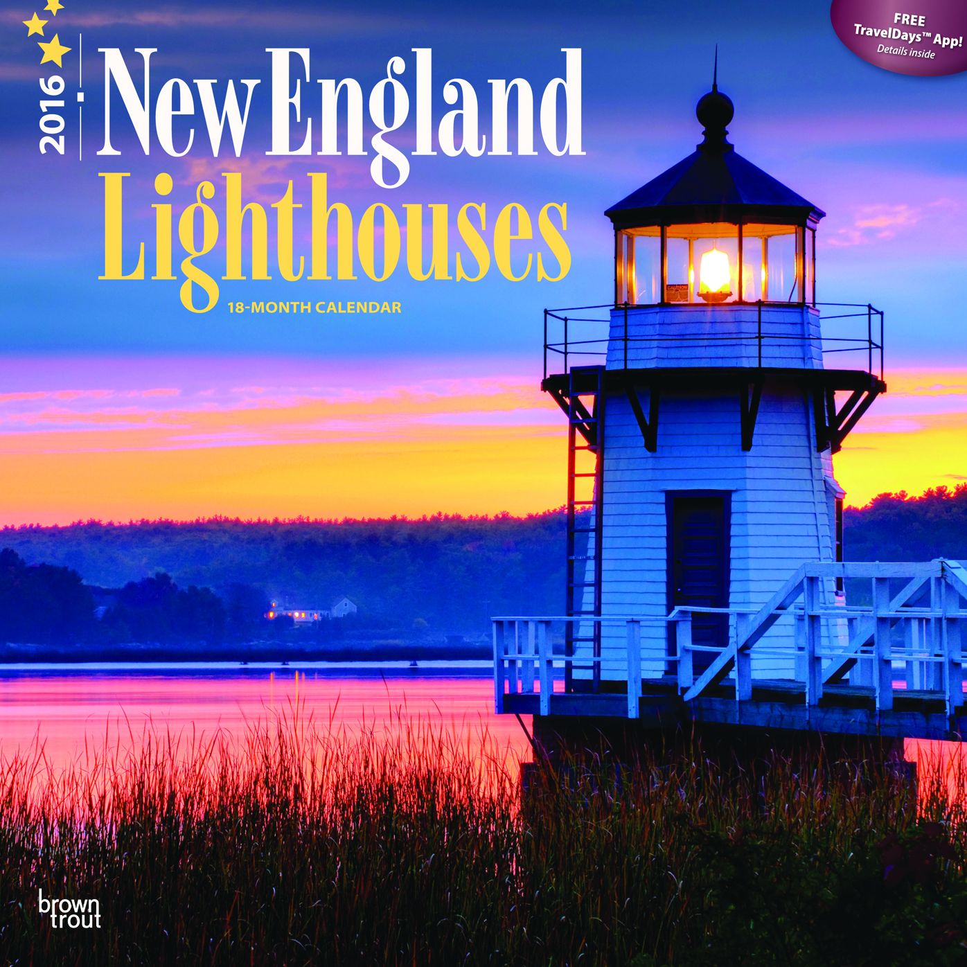 2016 Lighthouses, New England Square 12x12 Wall Calendar