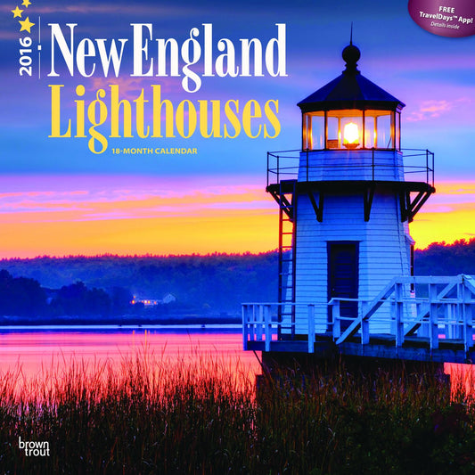 2016 Lighthouses, New England Square 12x12 Wall Calendar