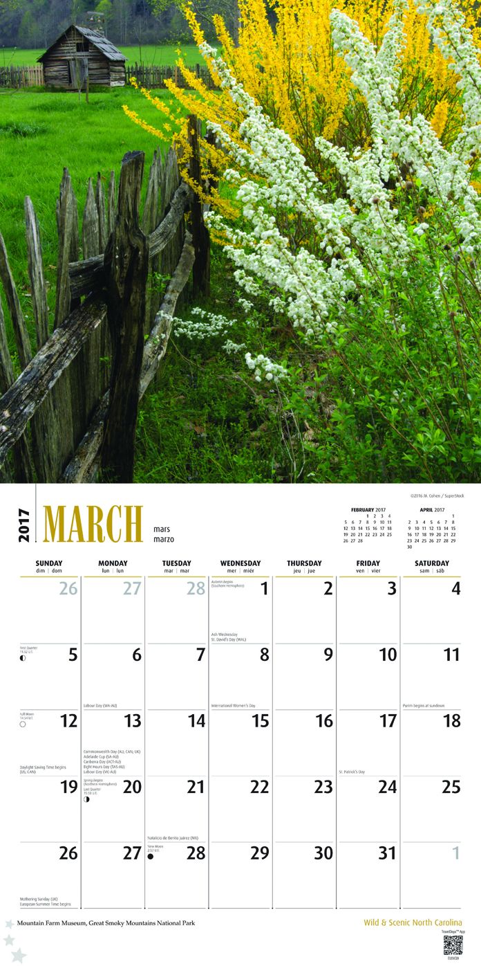 2017 North Carolina, Wild & Scenic Wall Calendar