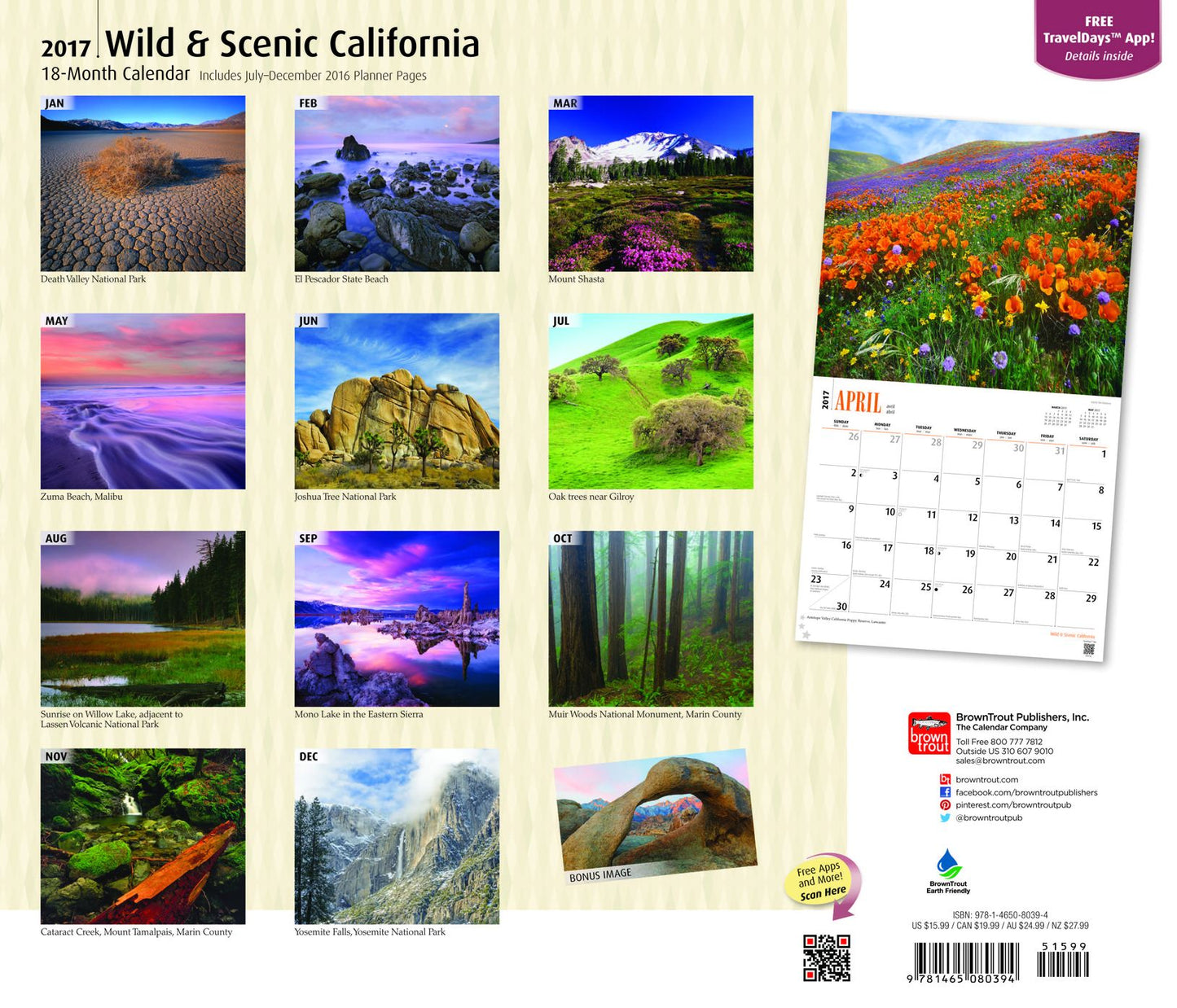 2017 California, Wild & Scenic Deluxe Wall Calendar