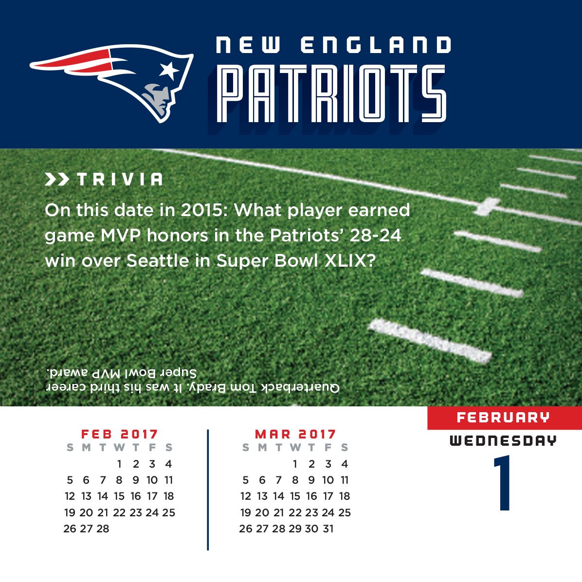2017 Box Calendar New England Patriots