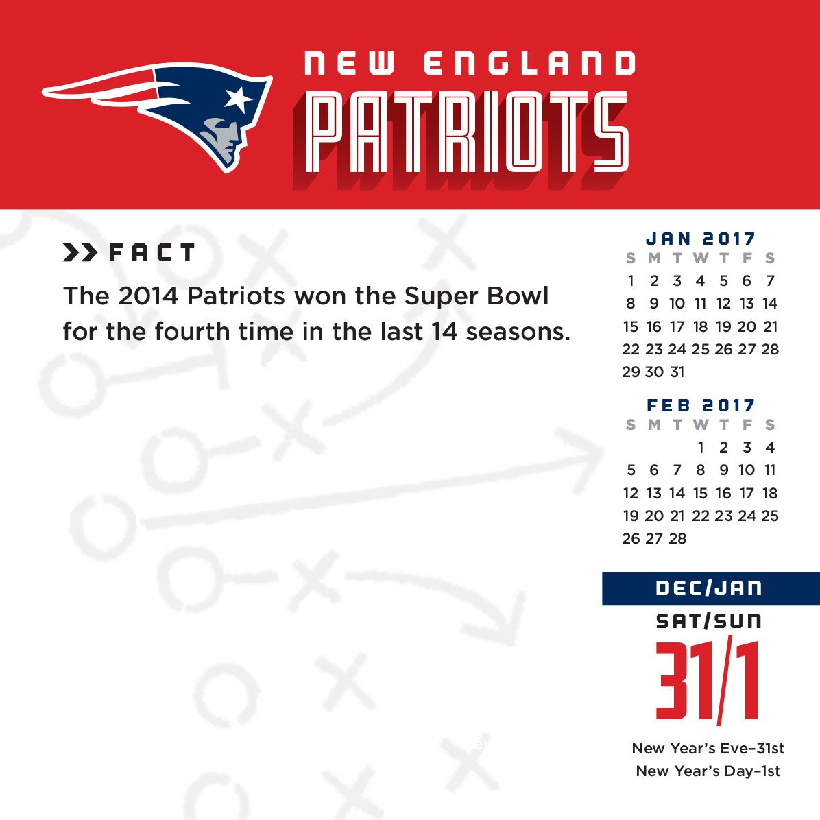 2017 Box Calendar New England Patriots