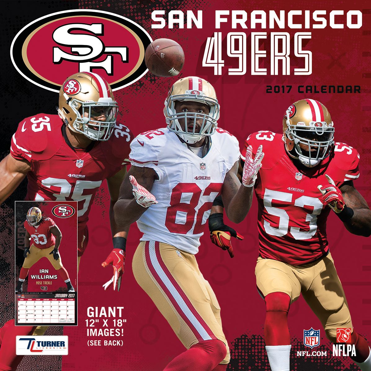 2017 12X12 Team Wall Calendar San Francisco 49Ers