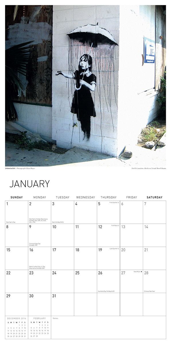 2017 12 X12 Wall Calendar Banksy