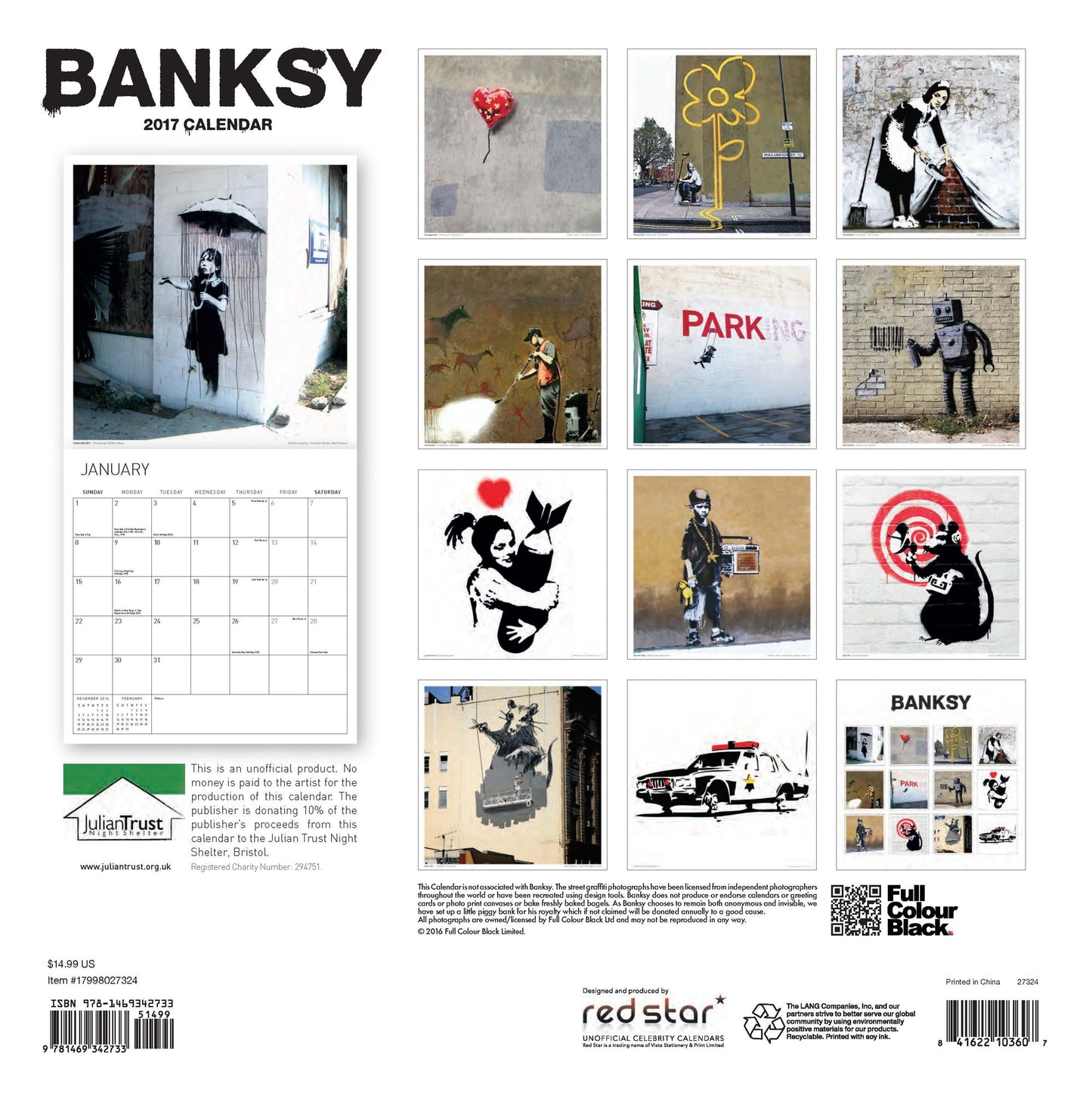 2017 12 X12 Wall Calendar Banksy
