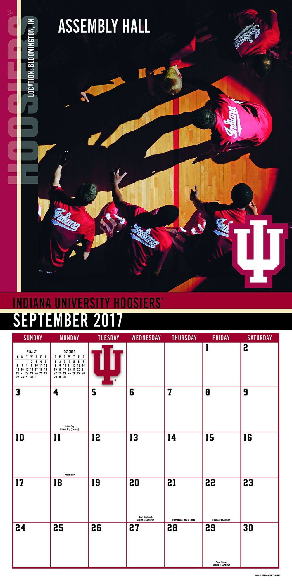 2018 INDIANA HOOSIERS 12X12 TEAM WALL CALENDAR