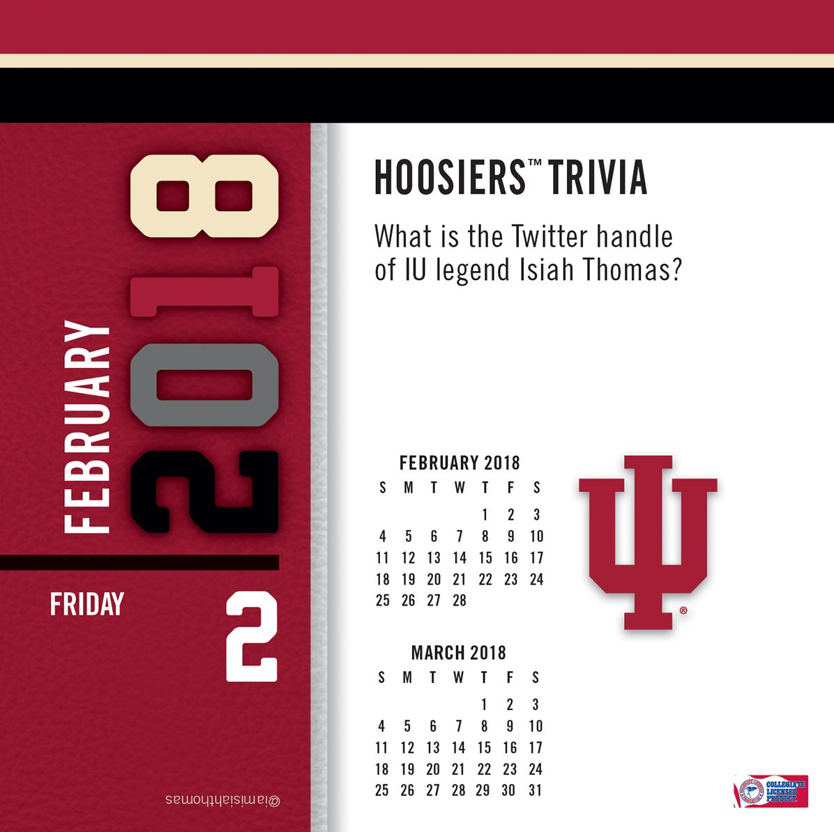 2018 INDIANA HOOSIERS BOX CALENDAR